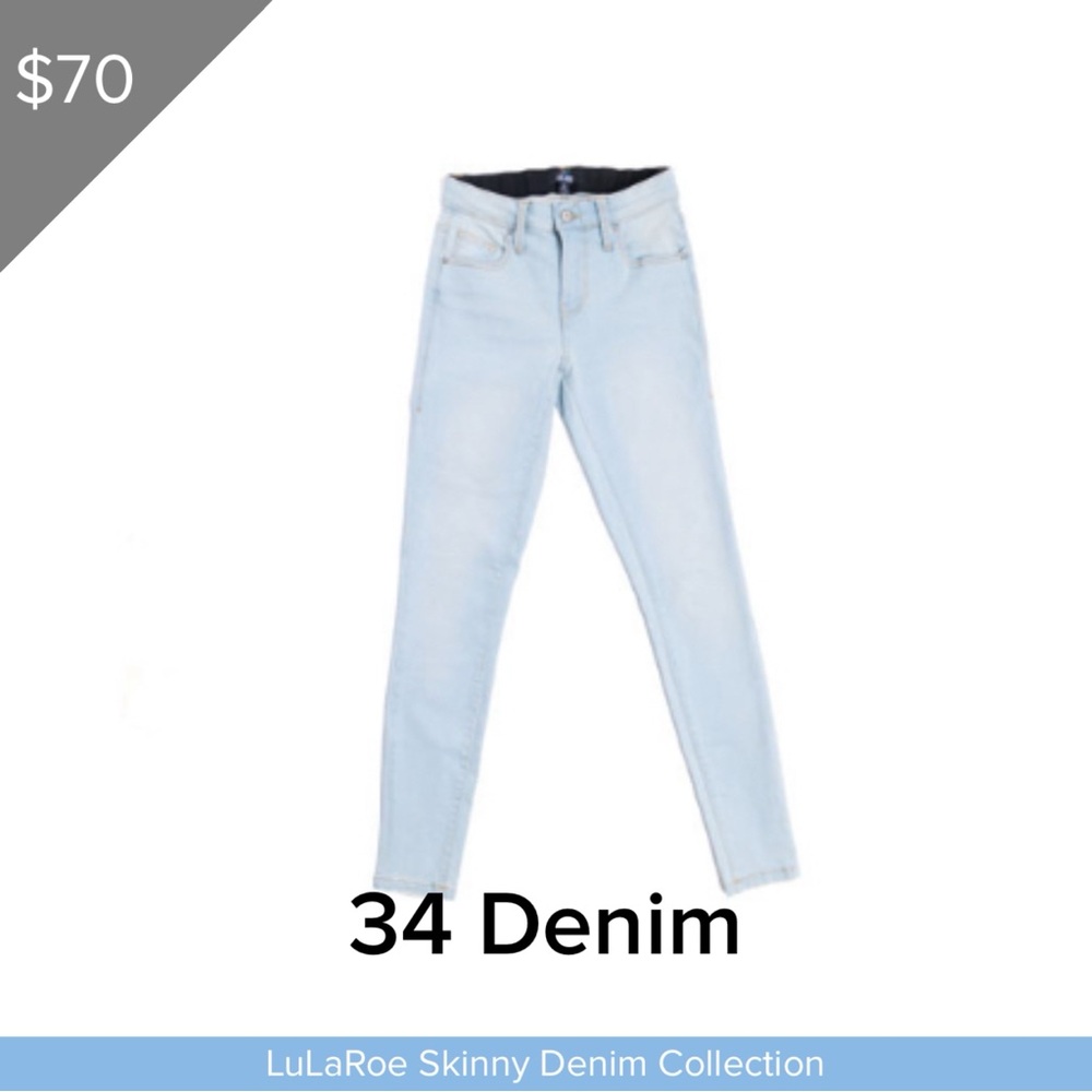 LuLaRoe BRAND NEW Skinny Denim Jeans Size 34 Soft Comfortable Jeans Light Wash